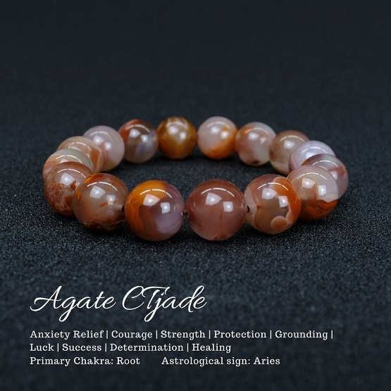 2003216 Trang Sức Phong Thủy Hộ Mệnh Bình An CTjade - Vòng Tay Đá Mã Não Thiên Nhiên